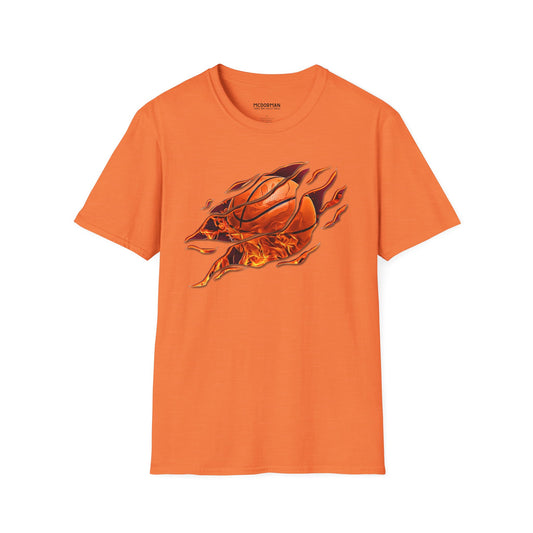 Flaming Basketball Super Soft Unisex Graphic Tee