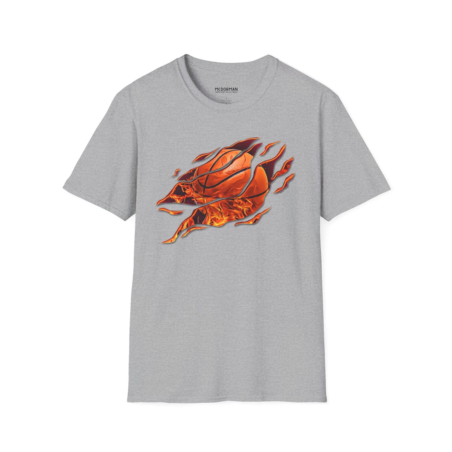 Flaming Basketball Super Soft Unisex Graphic Tee