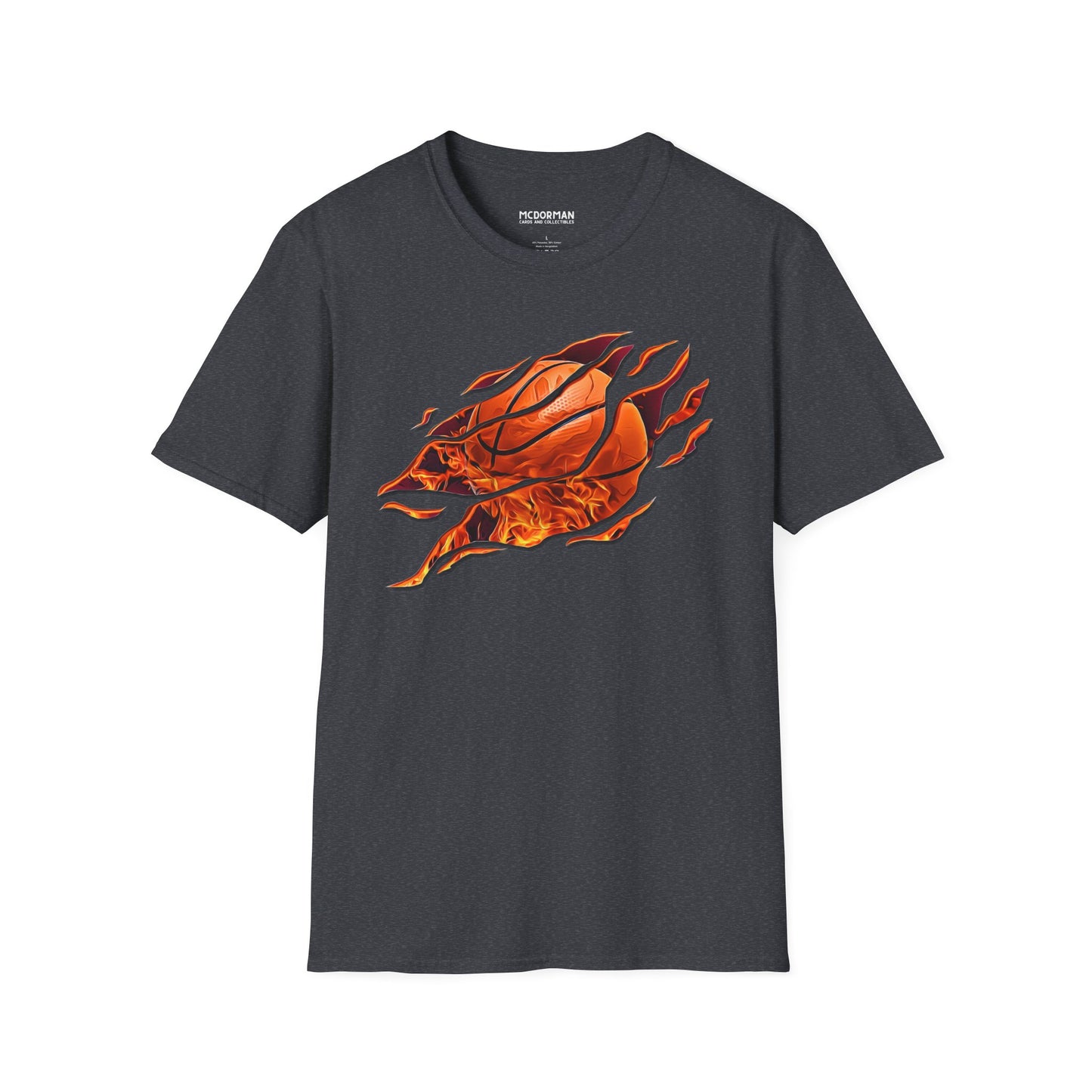Flaming Basketball Super Soft Unisex Graphic Tee